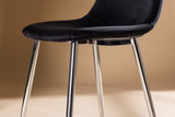 Hakaro Eetkamerstoel - Set van 2 - Zwart velours met chrome poten - Eetkamerstoelen - BRAM