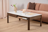 Leda Salontafel - 130 x 70 cm - Marmerlook / Gerookt Eiken