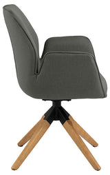 Arne Eetkamerstoel met Arm - Donker Grijs met Eiken Houten Poten - Eetkamerstoelen - Rebellenclub