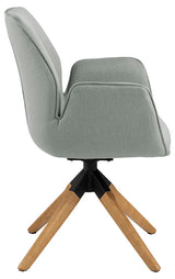 Arne Eetkamerstoel met Arm - Licht Grijs met Eiken Houten Poten - Eetkamerstoelen - Rebellenclub