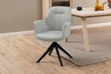 Arne Eetkamerstoel met Arm - Licht Grijs met Zwart Houten Poten - Eetkamerstoelen - Rebellenclub