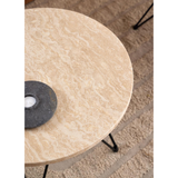 Broome Salontafel - ø55 - Travertin Look Met Zwart Stalen Poten - Salontafels - Rebellenclub