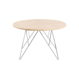 Broome Salontafel - ø80 - Travertin Look Met Chrome Poten - Salontafels - Rebellenclub