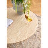 Broome Salontafel - ø80 - Travertin Look Met Chrome Poten - Salontafels - Rebellenclub