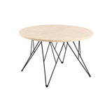 Broome Salontafel - ø80 - Travertin Look Met Zwart Stalen Poten - Salontafels - Rebellenclub