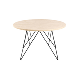 Broome Salontafel - ø80 - Travertin Look Met Zwart Stalen Poten - Salontafels - Rebellenclub