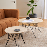 Broome Salontafel - ø80 - Travertin Look Met Zwart Stalen Poten - Salontafels - Rebellenclub