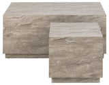 Gubbio Salontafel - 100 x 60cm - Grijs Marmer Look - Set van 2 - Salontafels - Rebellenclub