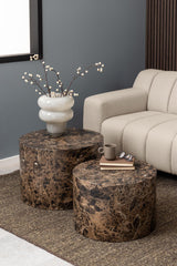 Gubbio Salontafel - 58 x 58 cm - Bruin Marmer Look - Set van 2 - Salontafels - Rebellenclub