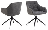 Harstad Eetkamerstoel - Antraciet Bouclé met een Mat Zwart Frame - Eetkamerstoelen - Rebellenclub