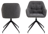 Harstad Eetkamerstoel - Antraciet Bouclé met een Mat Zwart Frame - Eetkamerstoelen - Rebellenclub