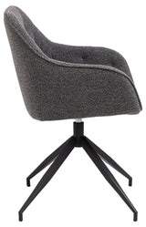 Harstad Eetkamerstoel - Antraciet Bouclé met een Mat Zwart Frame - Eetkamerstoelen - Rebellenclub