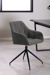 Harstad Eetkamerstoel - Antraciet Bouclé met een Mat Zwart Frame - Eetkamerstoelen - Rebellenclub