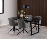 Harstad Eetkamerstoel - Antraciet Bouclé met een Mat Zwart Frame - Eetkamerstoelen - Rebellenclub