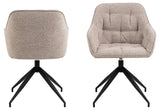 Harstad Eetkamerstoel - Beige Bouclé met een Mat Zwart Frame - Eetkamerstoelen - Rebellenclub