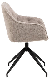 Harstad Eetkamerstoel - Beige Bouclé met een Mat Zwart Frame - Eetkamerstoelen - Rebellenclub
