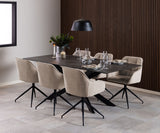 Harstad Eetkamerstoel - Beige Bouclé met een Mat Zwart Frame - Eetkamerstoelen - Rebellenclub