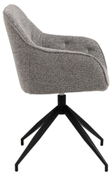 Harstad Eetkamerstoel - Grijs Bouclé met een Mat Zwart Frame - Eetkamerstoelen - Rebellenclub