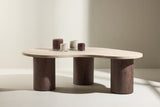 Kaloria Salontafel - 130 x 78 cm Mokka / Travertin - - Rebellenclub