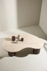Kaloria Salontafel - 130 x 78 cm Mokka / Travertin - - Rebellenclub