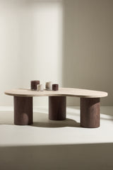 Kaloria Salontafel - 130 x 78 cm Mokka / Travertin - - Rebellenclub