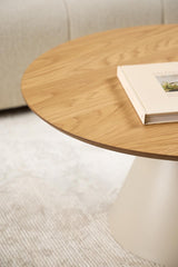 Leeds Salontafel - ø85 cm - Greige met Eiken Blad - Salontafels - Rebellenclub