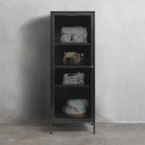 Omeo Vitrinekast - 160 x 58 cm - Zwart - Vitrinekasten - Rebellenclub