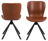 Pescara Eetkamerstoel - Bruin Letherlook met Mat Zwart Frame - Eetkamerstoelen - Rebellenclub