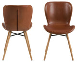 Pescara Eetkamerstoel - Set van 2 - Bruin Lethelook met Houten Poten - Eetkamerstoelen - Rebellenclub