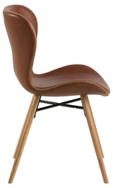 Pescara Eetkamerstoel - Set van 2 - Bruin Lethelook met Houten Poten - Eetkamerstoelen - Rebellenclub