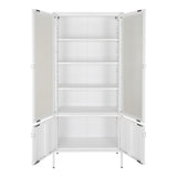 Röjan Vitrinekast - 180 x 80 cm - Wit Staal - Vitrinekasten - Rebellenclub