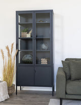 Röjan Vitrinekast - 180 x 80 cm - Zwart Staal - Vitrinekasten - Rebellenclub