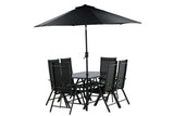 Camelli Tuinset met Parasol - Zwart - Tuinsets - Rebellenclub