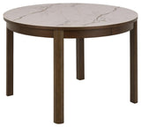 Leda Eetkamertafel - ø120 cm - Marmerlook / Gerookt Eiken - - Rebellenclub