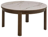 Leda Salontafel - ø80 cm - Marmerlook / Gerookt Eiken - - Rebellenclub