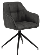 Draaibare Eetkamerstoel Nivala - Set van 2 - Antraciet met mat zwart frame - Rebellenclub