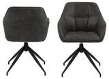 Draaibare Eetkamerstoel Nivala - Set van 2 - Antraciet met mat zwart frame - Rebellenclub