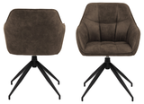 Draaibare Eetkamerstoel Nivala - Set van 2 - Bruin met mat zwart frame - Rebellenclub