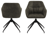 Draaibare Eetkamerstoel Nivala - Set van 2 - Olijfgroen met mat zwart frame - Rebellenclub