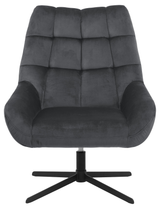 Fauteuil Brylle Fluweel - donkergrijs met zwart metalen frame - Rebellenclub