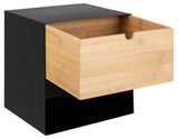 Nachtkastje Bath - Zwart met bamboe lade - Rebellenclub