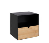 Nachtkastje Bath - Zwart met bamboe lade - Rebellenclub