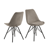 Eetkamerstoel Bradford Fluweel - Set van 2 - Beige - Eetkamerstoelen - Rebellenclub