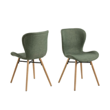 Eetkamerstoel Pescara - Set van 2 - Groen met houten poten - Eetkamerstoelen - Rebellenclub