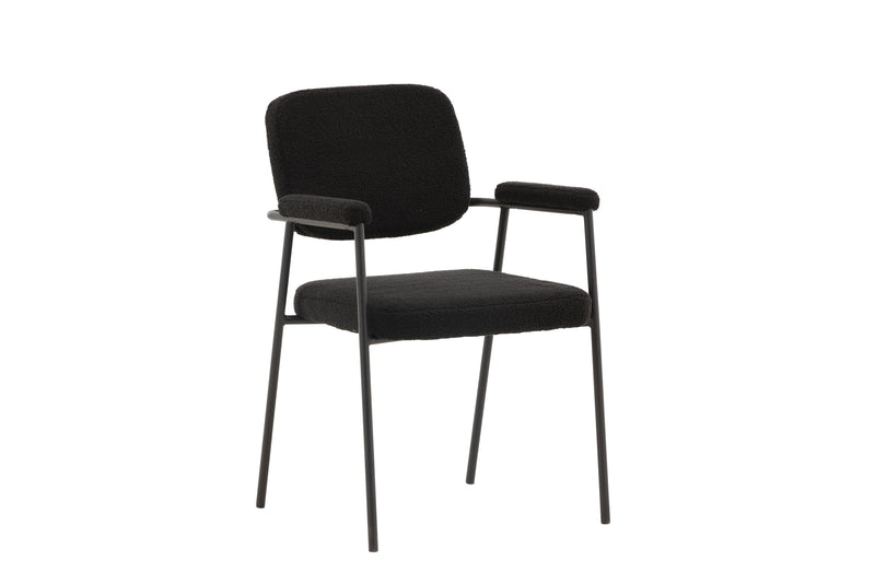 Tuam Eetkamerstoel - Set van 2 - Zwart Bouclé - Eetkamerstoelen - Rebellenclub