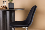 Hakaro Eetkamerstoel - Set van 2 - Zwart velours met chrome poten - Eetkamerstoelen - BRAM