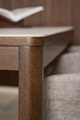 Leda Eetkamertafel - ø180 x 90 cm - Marmerlook / Gerookt Eiken