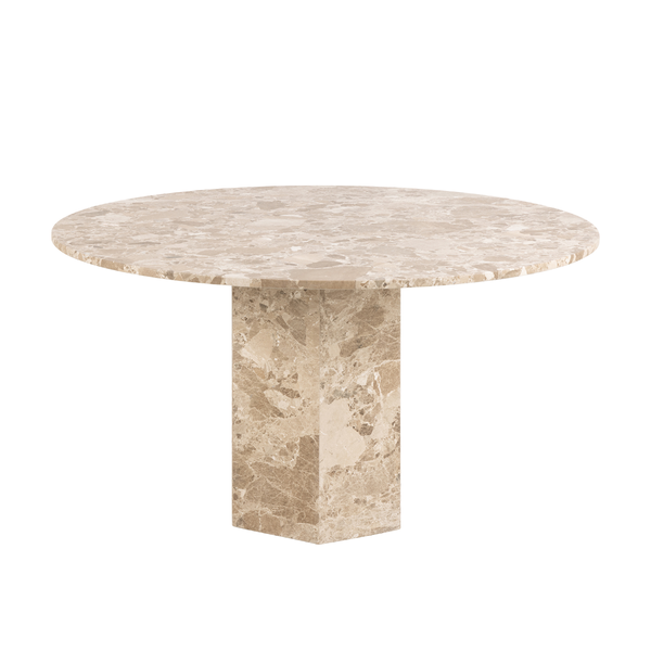 Arezzo Eetkamertafel - ø130 cm - Beige Marmer - Eetkamertafels - Rebellenclub