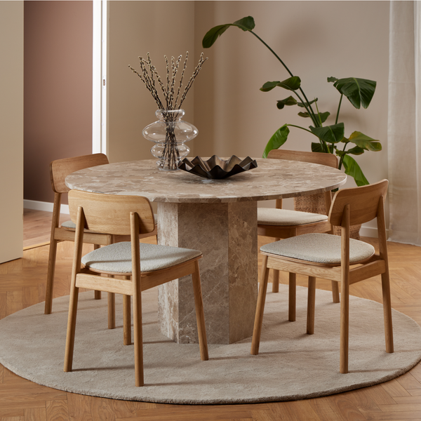 Arezzo Eetkamertafel - ø130 cm - Beige Marmer - Eetkamertafels - Rebellenclub