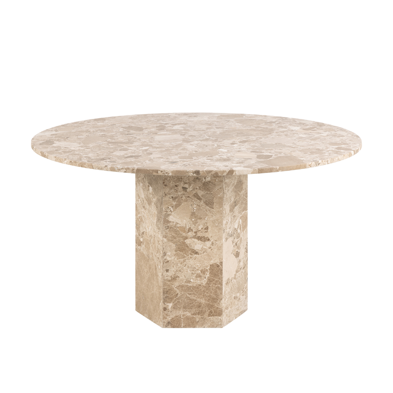 Arezzo Eetkamertafel - ø130 cm - Beige Marmer